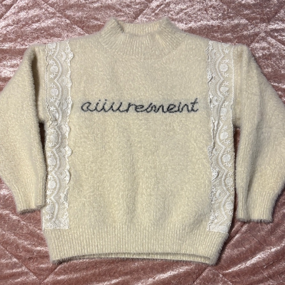 Cream Sweater with Lace Detailing